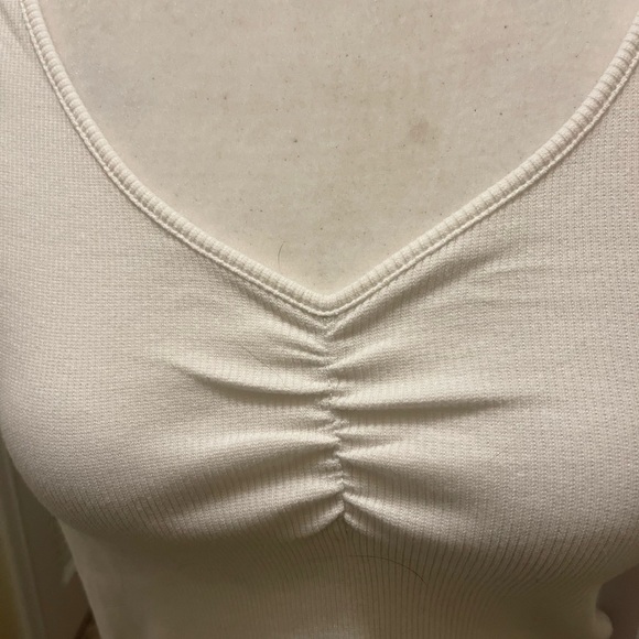 Fred Meyer cute white crop top with lace up back. Size L but fits like M. - Picture 2 of 4